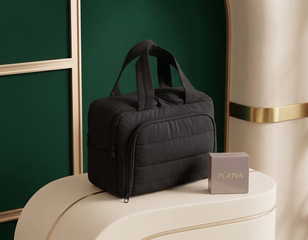PÚRIVA PlushCarry™ Double-Wide Makeup & Toiletry Bag