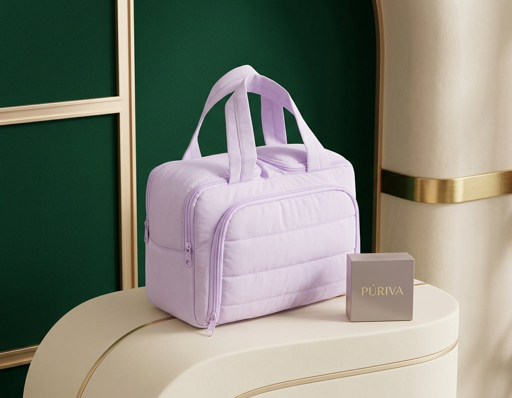 PÚRIVA PlushCarry™ Double-Wide Makeup & Toiletry Bag