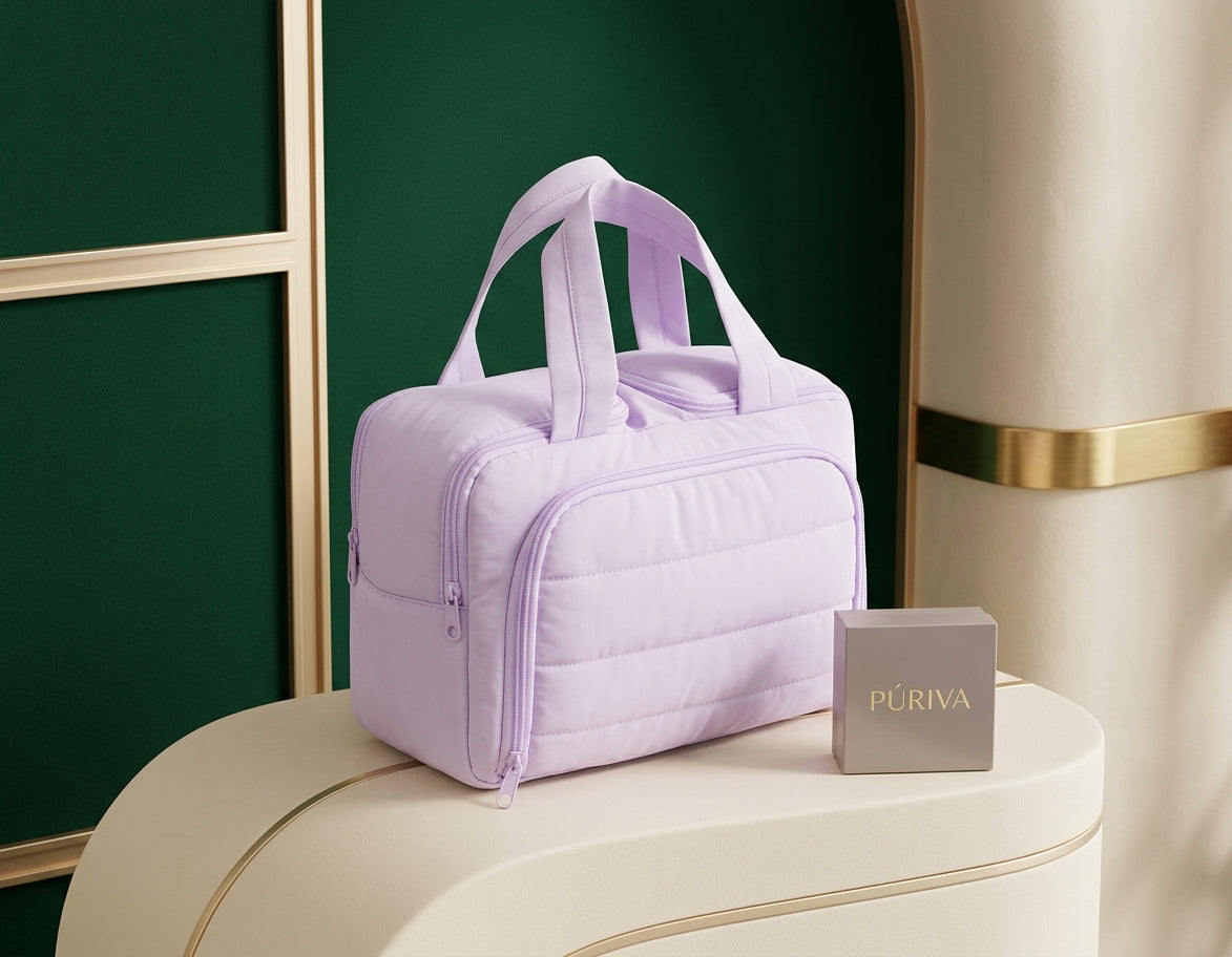 PÚRIVA PlushCarry™ Double-Wide Makeup & Toiletry Bag