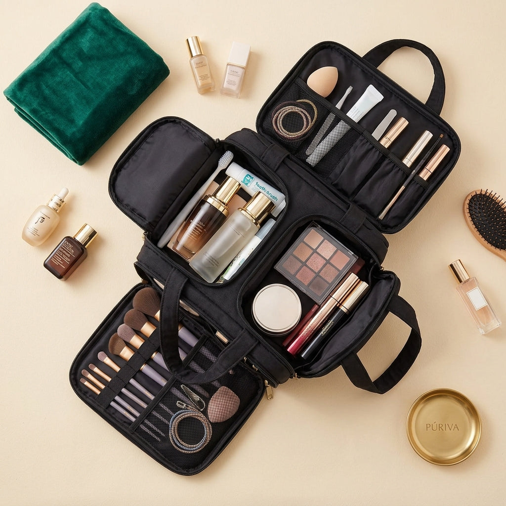 PÚRIVA PlushCarry™ Double-Wide Makeup & Toiletry Bag