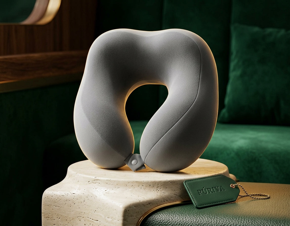PÚRIVA CloudRest™ Ergonomic Memory Foam Travel Neck Pillow