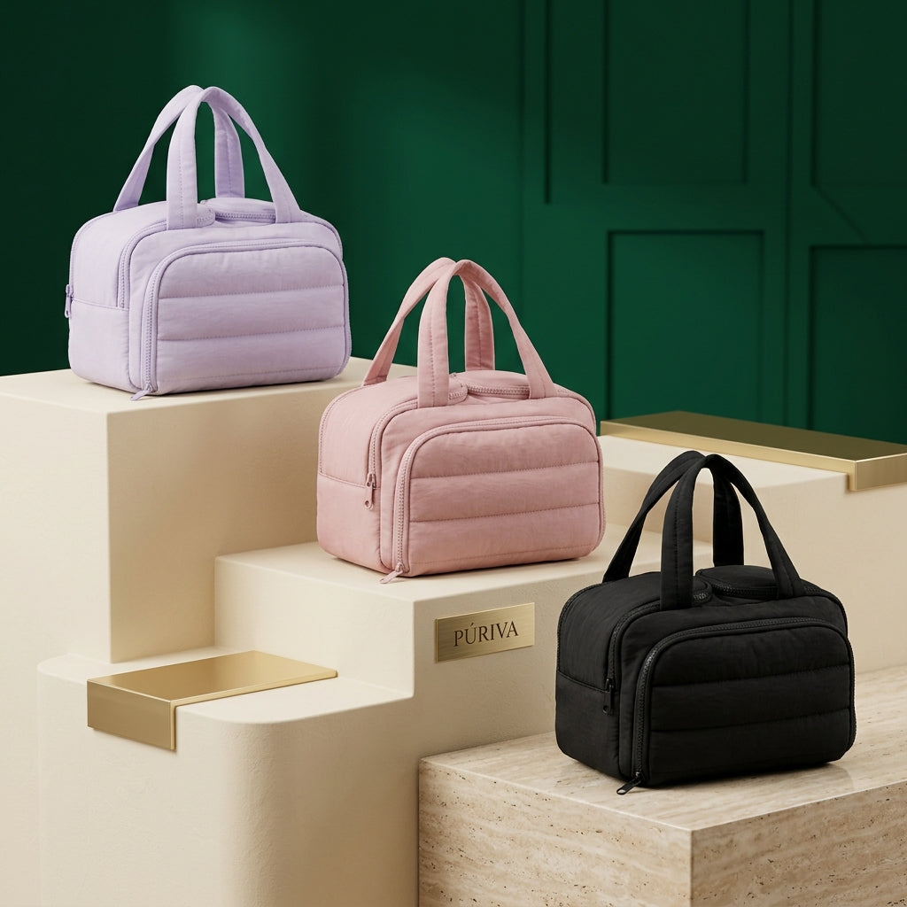 PÚRIVA PlushCarry™ Double-Wide Makeup & Toiletry Bag