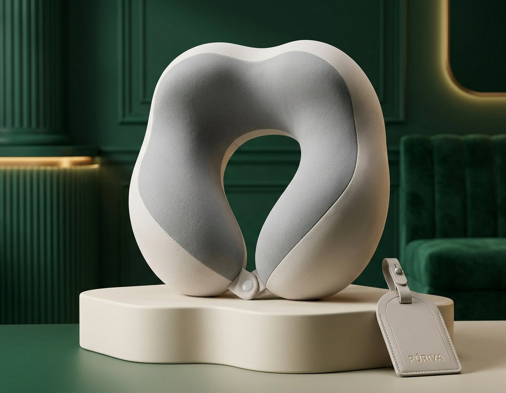 PÚRIVA CloudRest™ Ergonomic Memory Foam Travel Neck Pillow